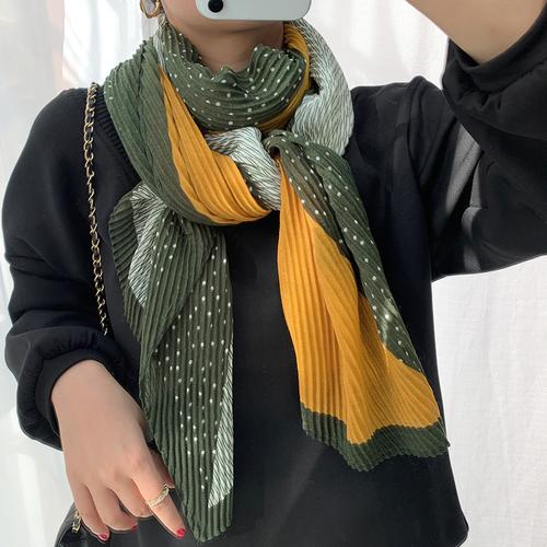 棉麻褶皱拼色围巾厂家,品牌,图片,热帖